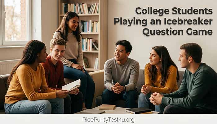 College Students Playing an Icebreaker Question Game, College students using icebreaker questions during a casual campus group activity