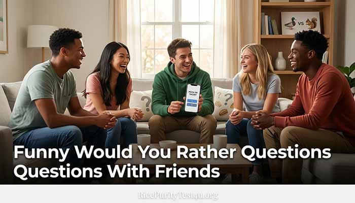 Funny Would You Rather Questions With Friends, College friends laughing together while playing a funny Would You Rather question game.